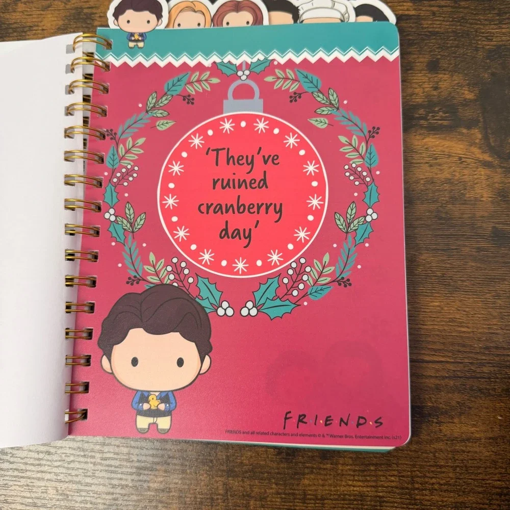 New Friends TV Show Christmas Journal Teal Chibi Holiday Spiral Notebook